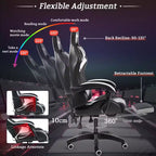 Sedia da gioco da corsa massaggiante Hoffree Comfort Sedia da ufficio ergonomica per PC con poggiapiedi e luce RGB