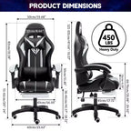 Sedia da gioco da corsa massaggiante Hoffree Comfort Sedia da ufficio ergonomica per PC con poggiapiedi e luce RGB