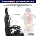 Sedia da gioco da corsa massaggiante Hoffree Comfort Sedia da ufficio ergonomica per PC con poggiapiedi e luce RGB