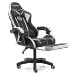 Sedia da gioco da corsa massaggiante Hoffree Comfort Sedia da ufficio ergonomica per PC con poggiapiedi e luce RGB