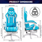 Sedia da gioco da corsa massaggiante Hoffree Comfort Sedia da ufficio ergonomica per PC con poggiapiedi e luce RGB