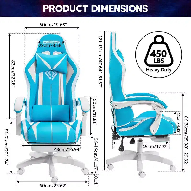 Sedia da gioco da corsa massaggiante Hoffree Comfort Sedia da ufficio ergonomica per PC con poggiapiedi e luce RGB