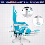 Sedia da gioco da corsa massaggiante Hoffree Comfort Sedia da ufficio ergonomica per PC con poggiapiedi e luce RGB