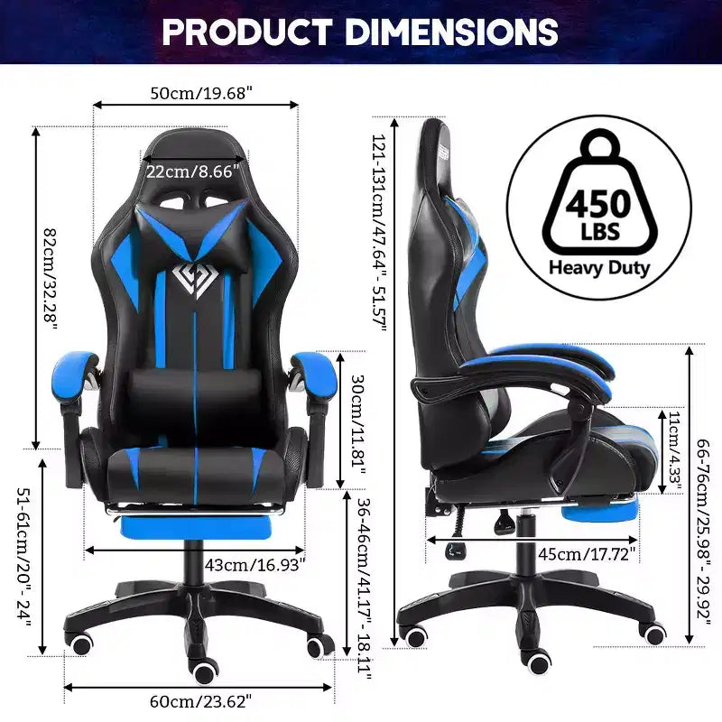 Sedia da gioco da corsa massaggiante Hoffree Comfort Sedia da ufficio ergonomica per PC con poggiapiedi e luce RGB