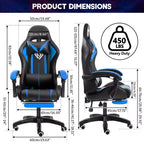 Sedia da gioco da corsa massaggiante Hoffree Comfort Sedia da ufficio ergonomica per PC con poggiapiedi e luce RGB