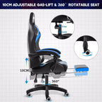 Sedia da gioco da corsa massaggiante Hoffree Comfort Sedia da ufficio ergonomica per PC con poggiapiedi e luce RGB