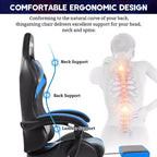 Sedia da gioco da corsa massaggiante Hoffree Comfort Sedia da ufficio ergonomica per PC con poggiapiedi e luce RGB