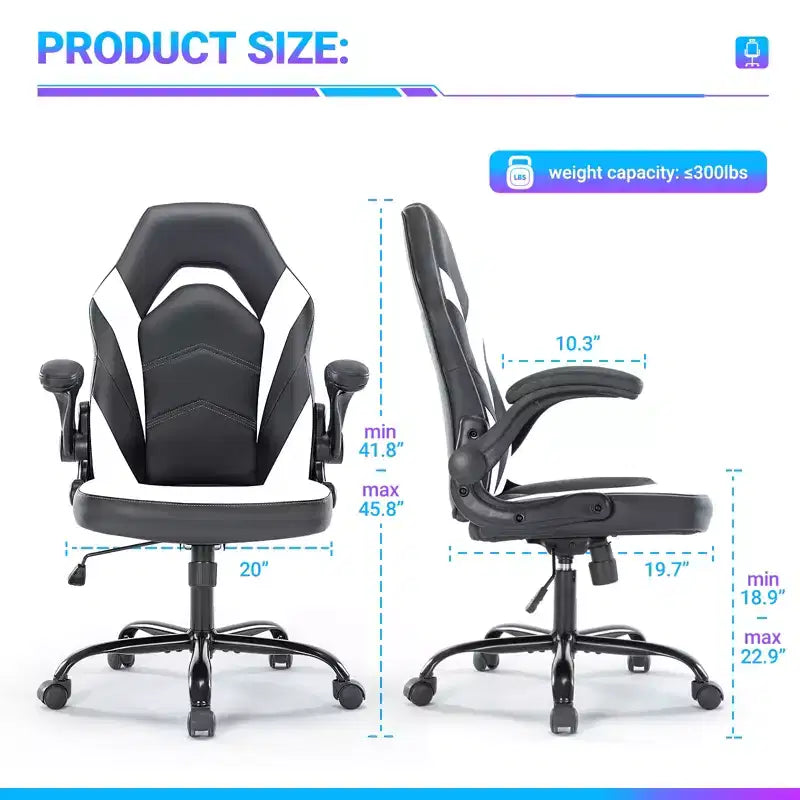 Sedia da gaming in pelle PU Sedia da ufficio ergonomica girevole Sedia da computer bianca con supporto lombare
