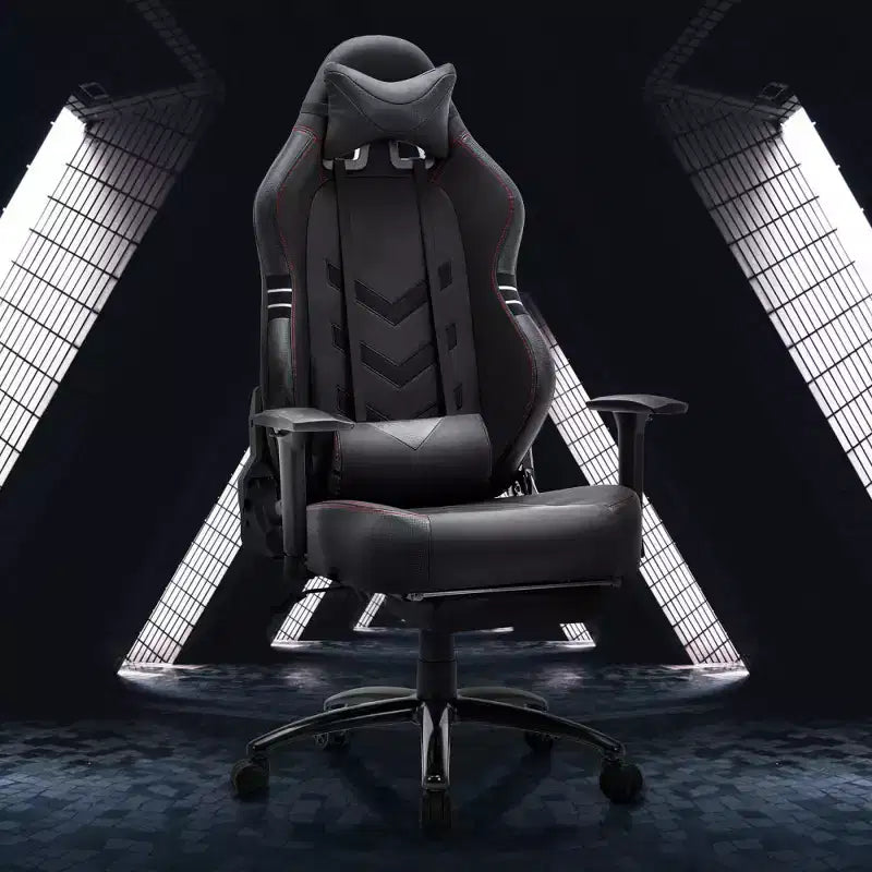 Sedia da Gaming in Ecopelle PU Anti-Sudore con Bracciolo Fisso Supporto Lombare Sedia Ergonomica con Braccioli Doppi e Poggiapiedi