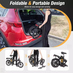 Bici Elettrica Pieghevole Costway 16 con Motore Brushless da 650 W di Picco