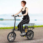 Bici Elettrica Pieghevole Costway 16 con Motore Brushless da 650 W di Picco
