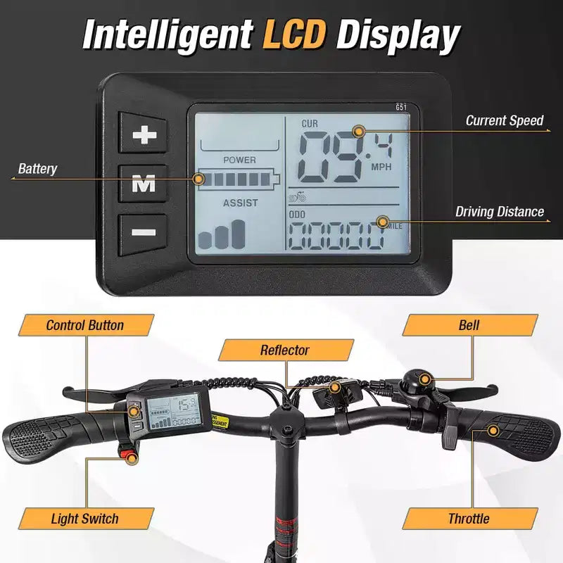 Bici Elettrica Pieghevole Costway 16 con Motore Brushless da 650 W di Picco
