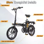Bici Elettrica Pieghevole Costway 16 con Motore Brushless da 650 W di Picco