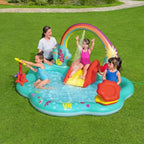 Piscine de jeu aquatique gonflable La Petite Sirène de Disney pour enfants avec toboggan, jeu d'anneaux et jeu de lancer de balles pour les enfants de 2 ans et plus