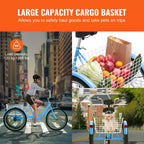 VEVOR Tricycles pour adultes, vélos à trois roues de 24 pouces, tricycles à 3 roues, vélo de croisière en acier au carbone avec panier et siège réglable