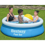 Piscine ronde gonflable Bestway Fast Set 1,83 m avec vidange facile, piscine familiale