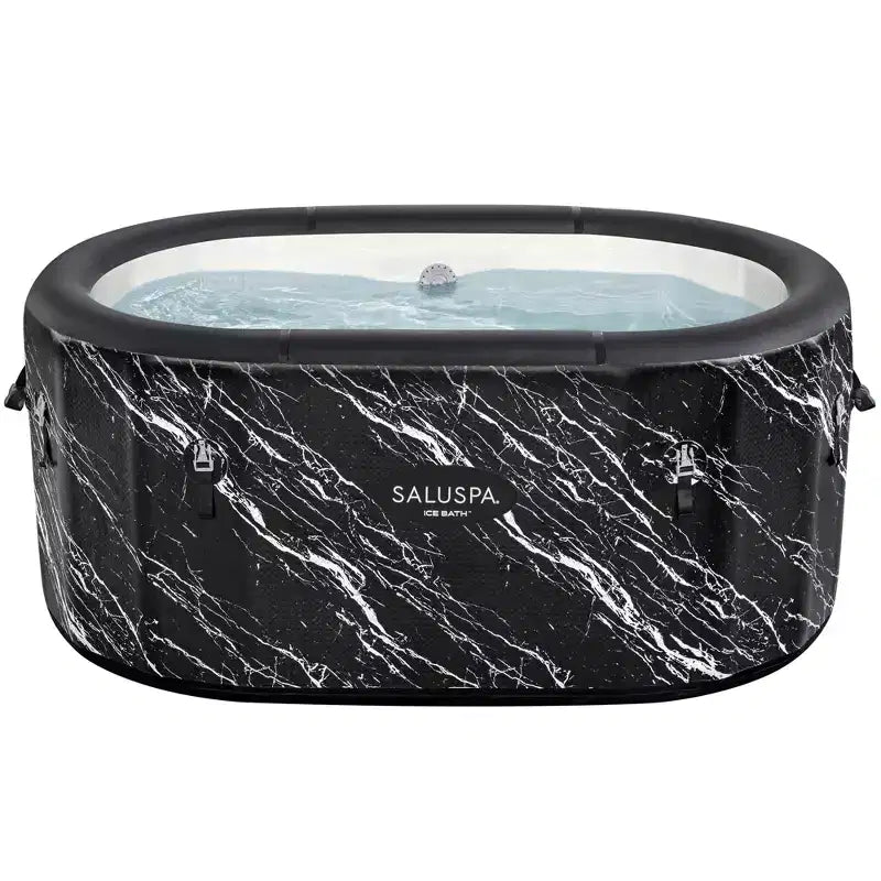 SaluSpa Glacial Dip  Cold Plunge Inflatable Tub, Black Marble, Year-Round Use