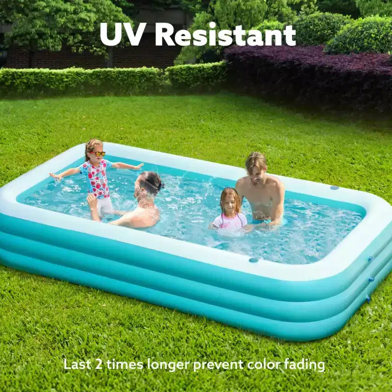 Piscine Gonflable Joyfy avec Sièges, Piscine Gonflable Familiale 120 x 72 x 22, Piscine Familiale pour les Fêtes Aquatiques d'Été, Cyan/Bleu