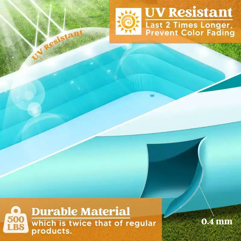 Piscine Gonflable Joyfy avec Sièges, Piscine Gonflable Familiale 120 x 72 x 22, Piscine Familiale pour les Fêtes Aquatiques d'Été, Cyan/Bleu