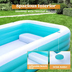 Piscine Gonflable Joyfy avec Sièges, Piscine Gonflable Familiale 120 x 72 x 22, Piscine Familiale pour les Fêtes Aquatiques d'Été, Cyan/Bleu
