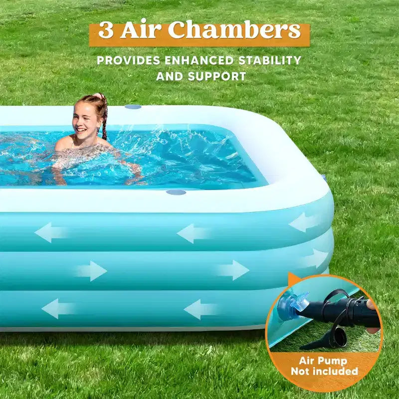 Piscine Gonflable Joyfy avec Sièges, Piscine Gonflable Familiale 120 x 72 x 22, Piscine Familiale pour les Fêtes Aquatiques d'Été, Cyan/Bleu