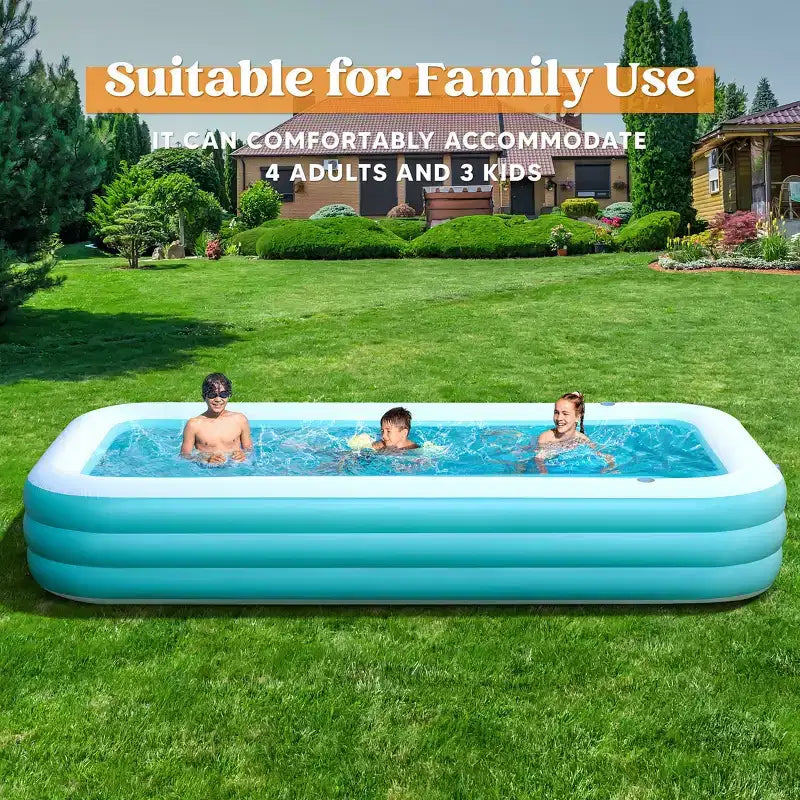 Piscine Gonflable Joyfy avec Sièges, Piscine Gonflable Familiale 120 x 72 x 22, Piscine Familiale pour les Fêtes Aquatiques d'Été, Cyan/Bleu