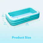 Piscine Gonflable Joyfy avec Sièges, Piscine Gonflable Familiale 120 x 72 x 22, Piscine Familiale pour les Fêtes Aquatiques d'Été, Cyan/Bleu
