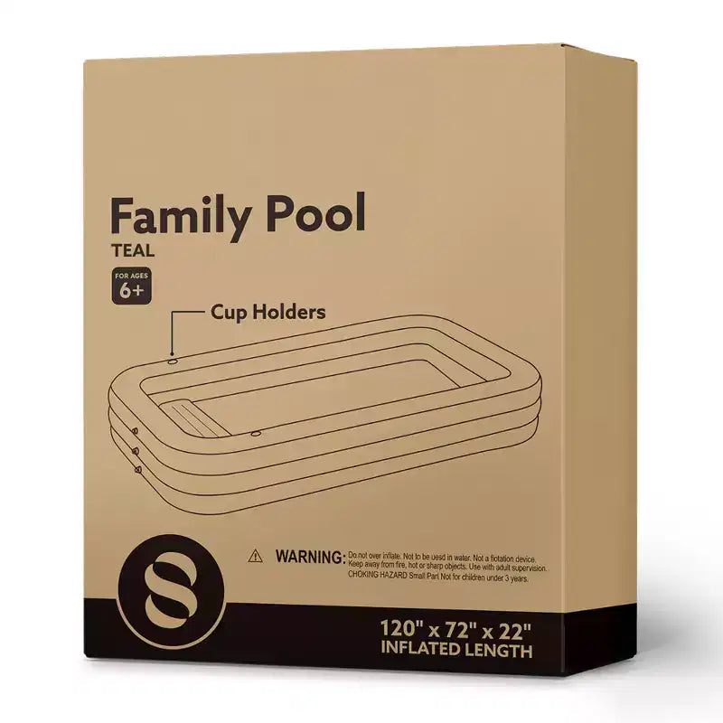 Piscine Gonflable Joyfy avec Sièges, Piscine Gonflable Familiale 120 x 72 x 22, Piscine Familiale pour les Fêtes Aquatiques d'Été, Cyan/Bleu