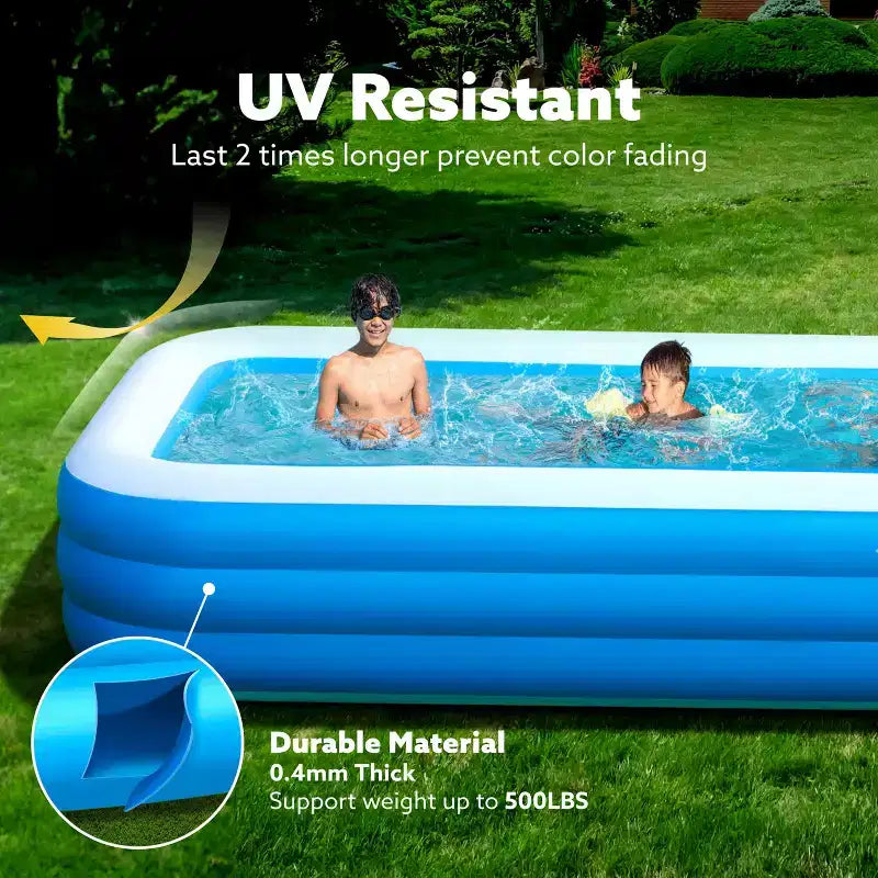 Piscine Gonflable Joyfy avec Sièges, Piscine Gonflable Familiale 120 x 72 x 22, Piscine Familiale pour les Fêtes Aquatiques d'Été, Cyan/Bleu