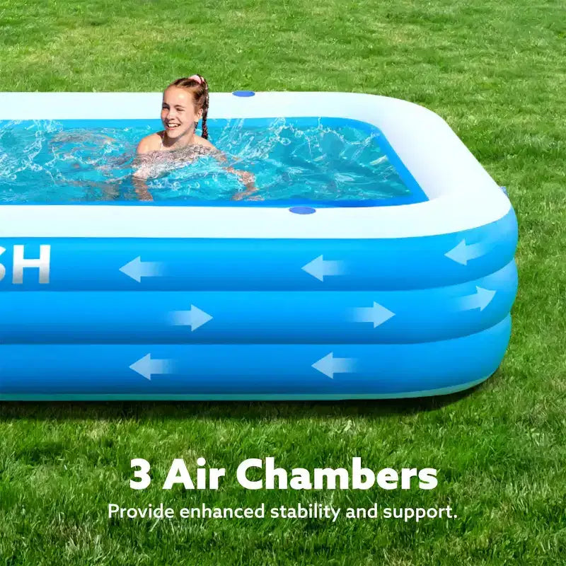 Piscine Gonflable Joyfy avec Sièges, Piscine Gonflable Familiale 120 x 72 x 22, Piscine Familiale pour les Fêtes Aquatiques d'Été, Cyan/Bleu