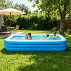 Piscine Gonflable Joyfy avec Sièges, Piscine Gonflable Familiale 120 x 72 x 22, Piscine Familiale pour les Fêtes Aquatiques d'Été, Cyan/Bleu