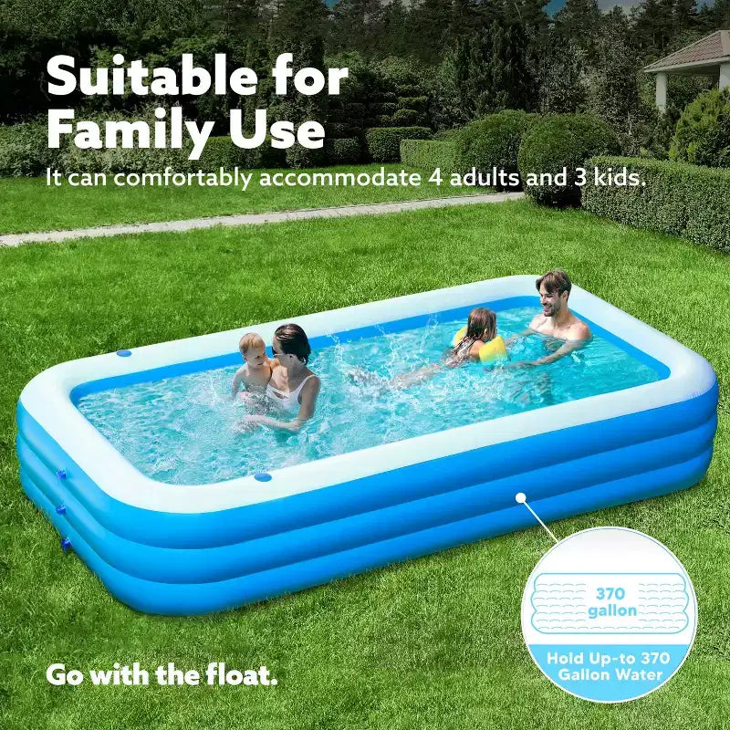 Piscine Gonflable Joyfy avec Sièges, Piscine Gonflable Familiale 120 x 72 x 22, Piscine Familiale pour les Fêtes Aquatiques d'Été, Cyan/Bleu