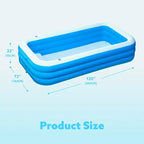 Piscine Gonflable Joyfy avec Sièges, Piscine Gonflable Familiale 120 x 72 x 22, Piscine Familiale pour les Fêtes Aquatiques d'Été, Cyan/Bleu