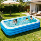 Joyfy Inflatable Swimming Pool with Seats, 120 x 72 x 22 Family-Sized Inflatable Pool, Blow Up Family Pool for Summer Water Party Fun, Cyan/Blue