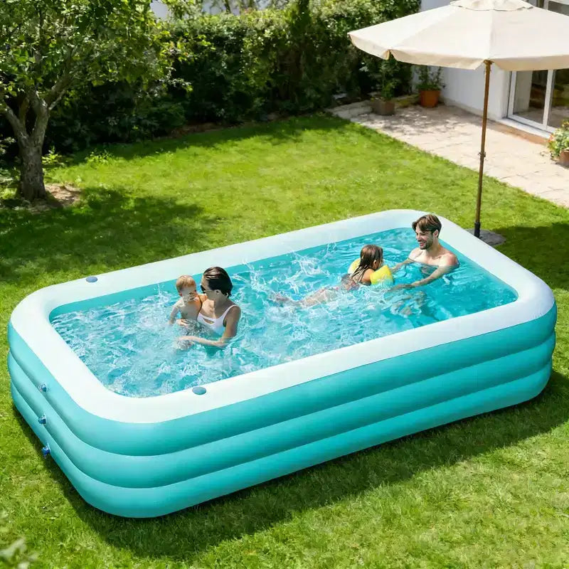 Piscine Gonflable Joyfy avec Sièges, Piscine Gonflable Familiale 120 x 72 x 22, Piscine Familiale pour les Fêtes Aquatiques d'Été, Cyan/Bleu
