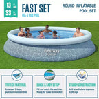 Piscine gonflable ronde Bestway Fast Set 3,96 m x 84 cm, imprimé rotin