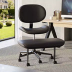 Pinmoco Chaise de bureau sans accoudoirs à pieds croisés, siège extra large, pivotant à 360°, chaise de bureau ergonomique pour la maison, le gaming et la méditation