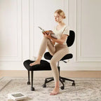 Pinmoco Chaise de bureau sans accoudoirs à pieds croisés, siège extra large, pivotant à 360°, chaise de bureau ergonomique pour la maison, le gaming et la méditation