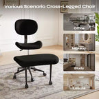 Pinmoco Chaise de bureau sans accoudoirs à pieds croisés, siège extra large, pivotant à 360°, chaise de bureau ergonomique pour la maison, le gaming et la méditation