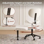 Pinmoco Chaise de bureau sans accoudoirs à pieds croisés, siège extra large, pivotant à 360°, chaise de bureau ergonomique pour la maison, le gaming et la méditation