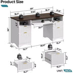 Scrivania da ufficio direzionale Bestier 59'' con cassetti, scrivania per computer con vassoio per tastiera, workstation da scrittura per ufficio e casa con ripiani aperti