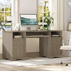 Scrivania da ufficio direzionale Bestier 59'' con cassetti, scrivania per computer con vassoio per tastiera, workstation da scrittura per ufficio e casa con ripiani aperti