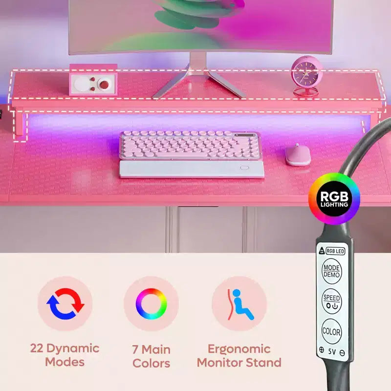 Scrivania da Gaming Bestier da 52 pollici con ciabatta e supporto per monitor a LED per ufficio domestico