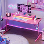 Scrivania da Gaming Bestier da 52 pollici con ciabatta e supporto per monitor a LED per ufficio domestico