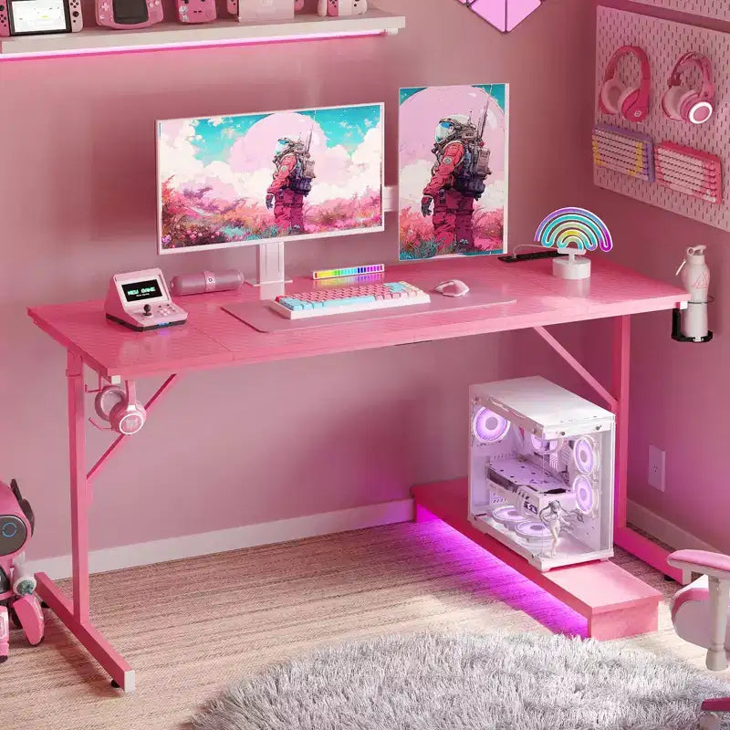 Scrivania da Gaming Bestier da 52 pollici con ciabatta e supporto per monitor a LED per ufficio domestico