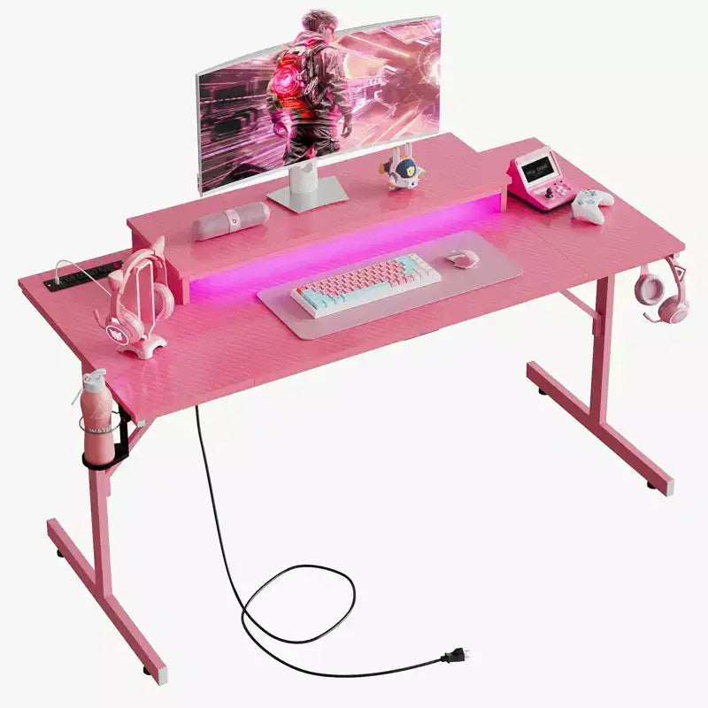 Scrivania da Gaming Bestier da 52 pollici con ciabatta e supporto per monitor a LED per ufficio domestico