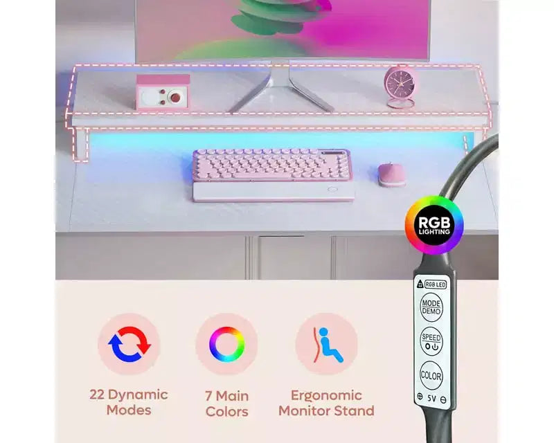 Scrivania da Gaming Bestier da 52 pollici con ciabatta e supporto per monitor a LED per ufficio domestico