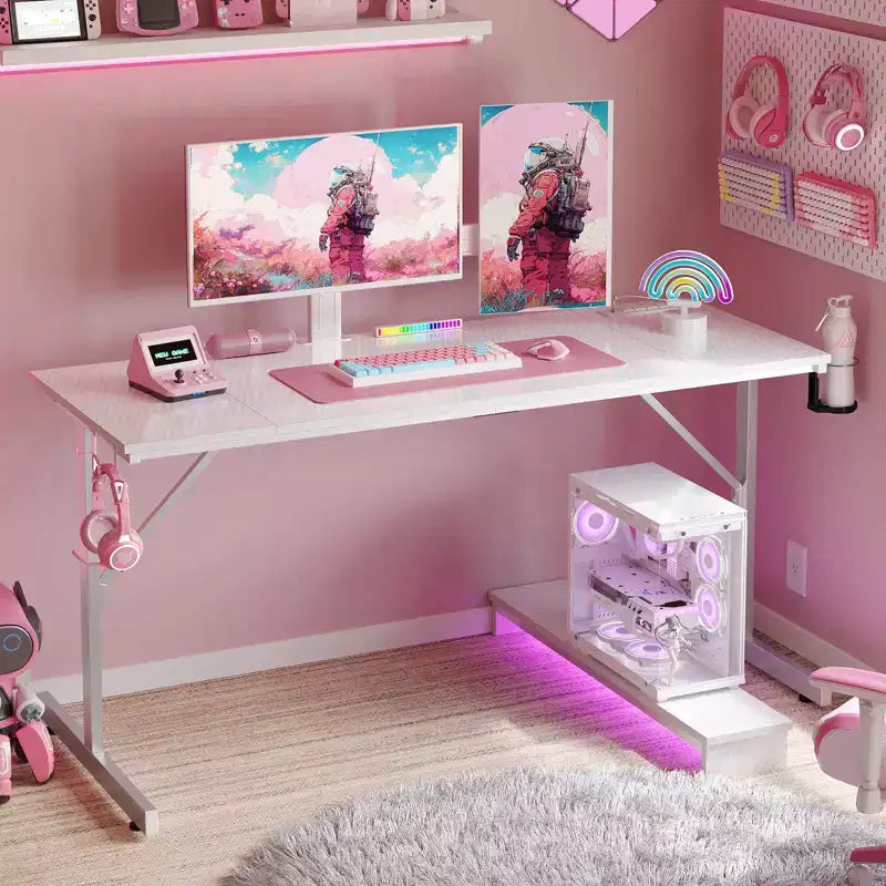 Scrivania da Gaming Bestier da 52 pollici con ciabatta e supporto per monitor a LED per ufficio domestico