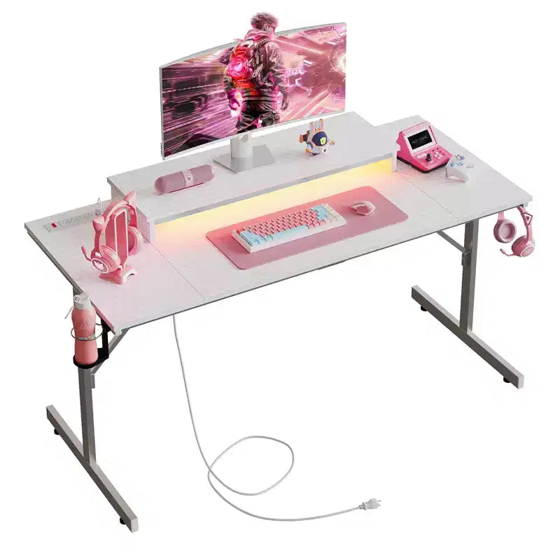Scrivania da Gaming Bestier da 52 pollici con ciabatta e supporto per monitor a LED per ufficio domestico