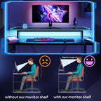 Bestier 63 Scrivania da gaming con luce LED e supporto per monitor, scrivania per computer con portabicchieri e gancio per cuffie, workstation da gamer moderna per ufficio domestico, nero